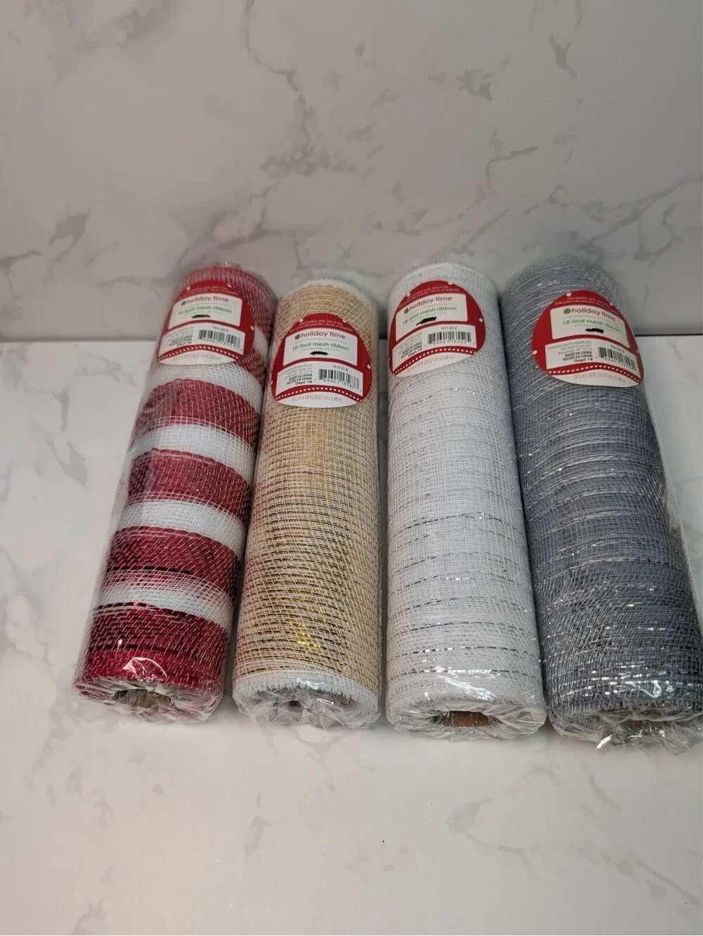 Holiday Time Deco Mesh Ribbon Lot 4 Rolls 10.5